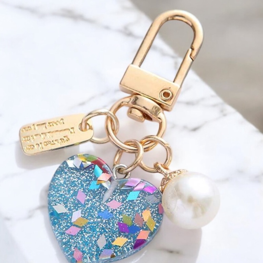 Heart and Pearl Bag Charm